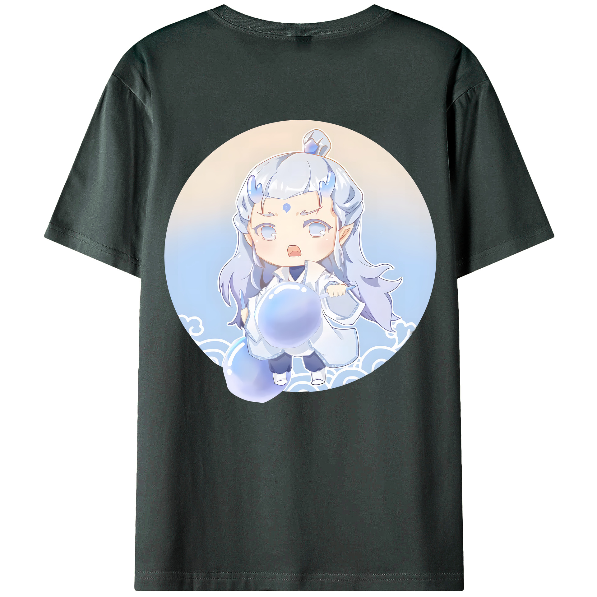 （画像用） Ne Zha 2 ナタ 魔童の大暴れ 綿100％ メンズ半袖Tシャツ（バックプリント） 通気性
